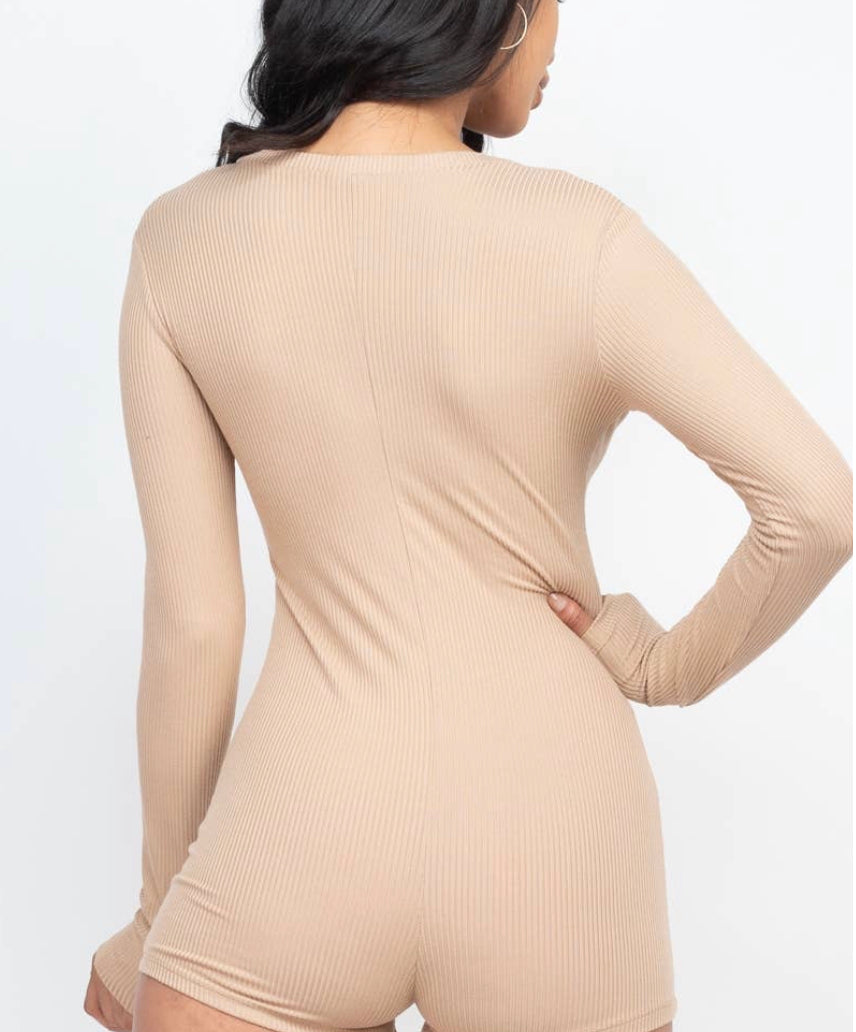 Buttoned Bodycon Romper