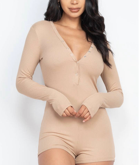 Buttoned Bodycon Romper