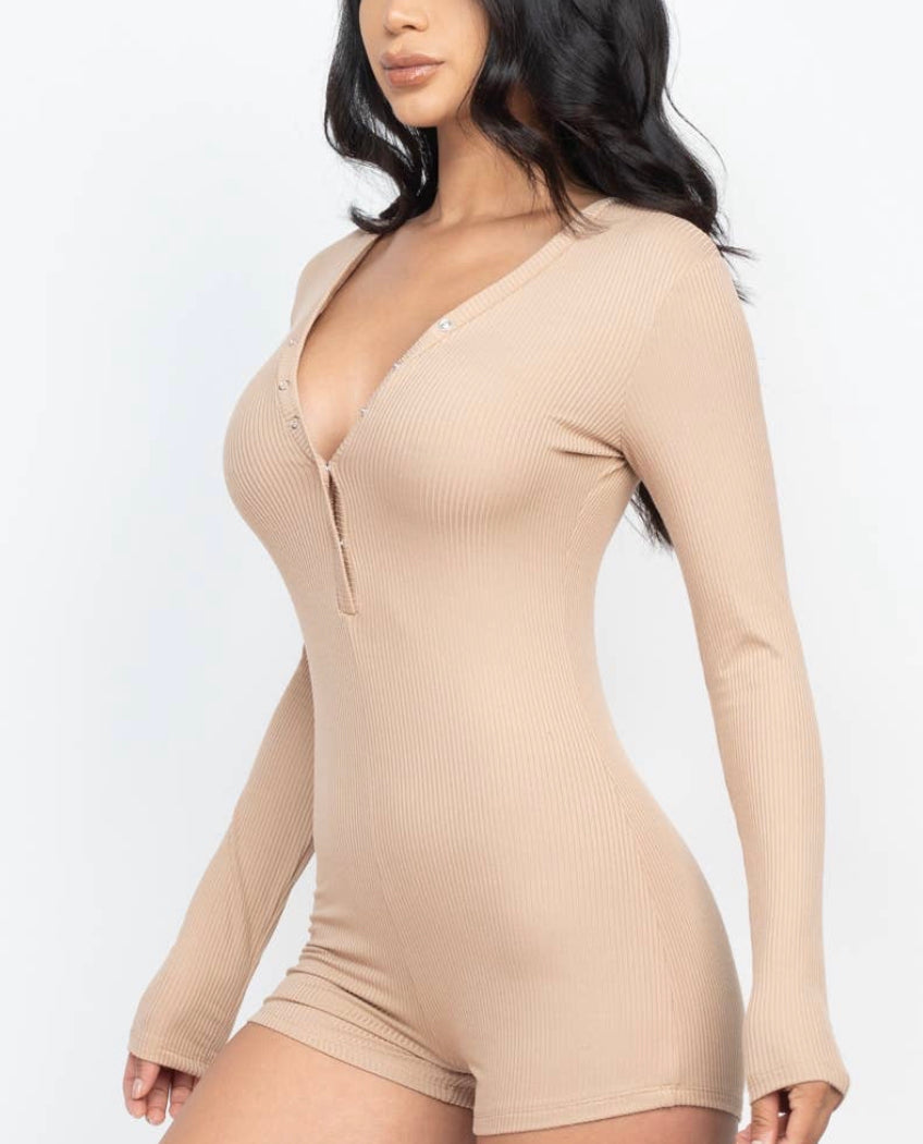 Buttoned Bodycon Romper